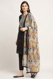 Black Chanderi Floral Embroidered Kurta Set With Dupatta