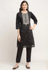 Black Chanderi Floral Embroidered Kurta Set With Dupatta