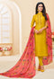 Mustard Chanderi Silk Embroidered Salwar Suit Material
