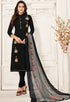 Black Chanderi Silk Embroidered Salwar Suit Material