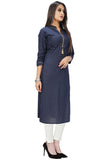 Navy Blue Pure Cotton Jaipuri Printed Kurti