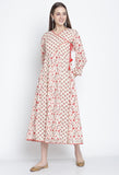 Off-White  Pure Cambric Cotton  Printed Kurti