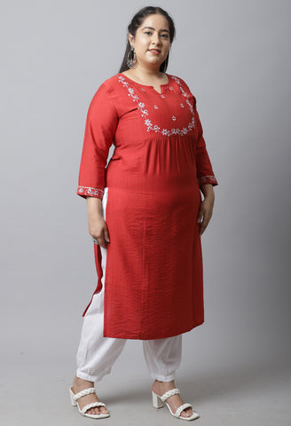 Rayon Viscous Embroidered Plus Size Kurti