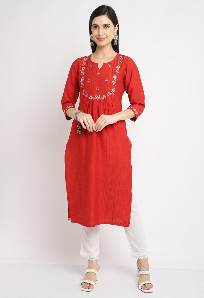 Rayon Viscous Embroidered Kurti