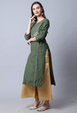 Green Pure Cambric Cotton Embroidered Kurti