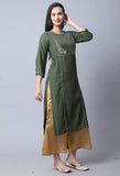 Green Pure Cambric Cotton Embroidered Kurti