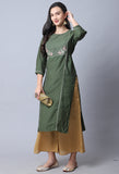 Green Pure Cambric Cotton Embroidered Kurti