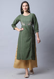 Green Pure Cambric Cotton Embroidered Kurti