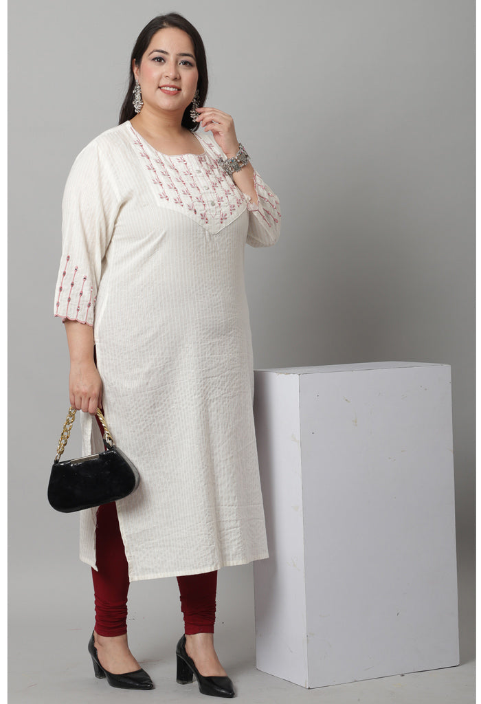 Pure Cambric Cotton Embroidered Kurti