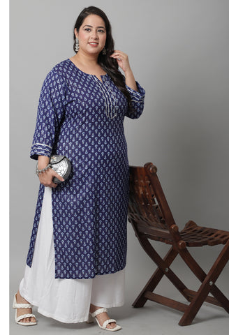 Pure Cotton with Zari Weaving Jaipuri Printed Kurti