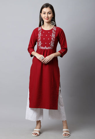 Pure Cambric Cotton Embroidered Kurti