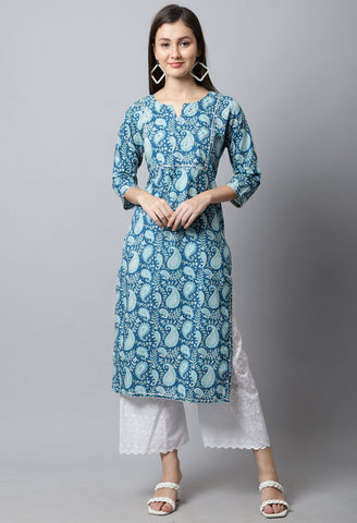 Pure Cambric Cotton Jaipuri Printed Kurti