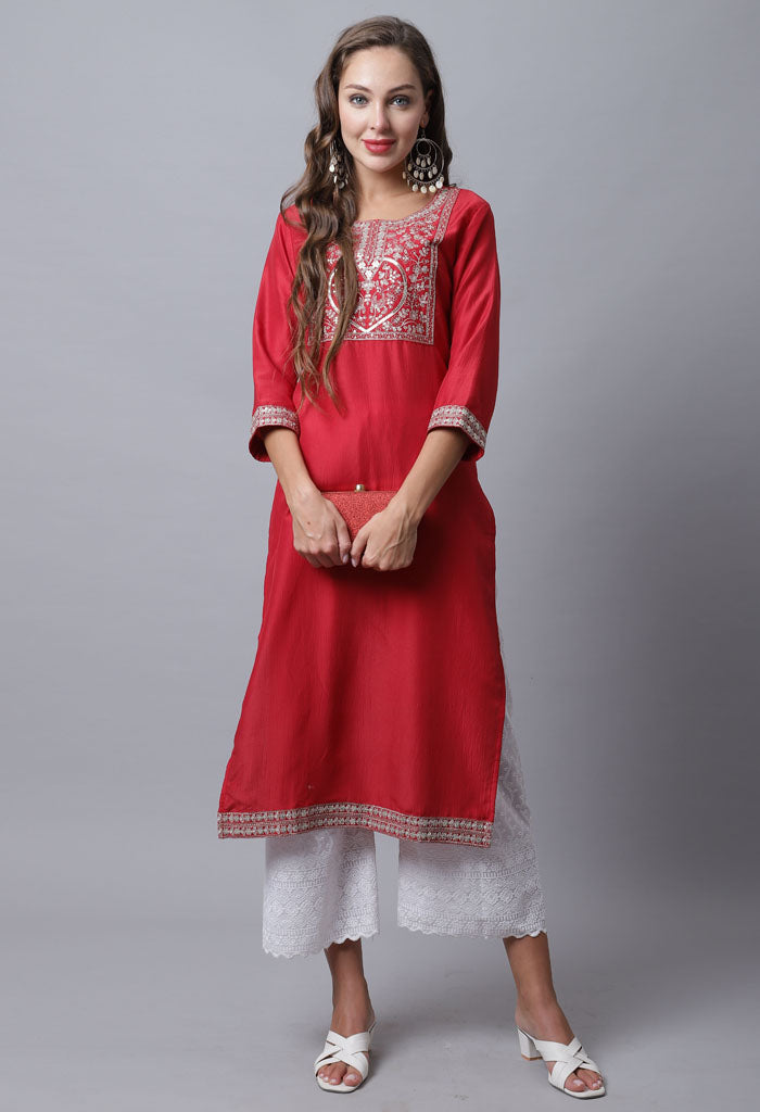 Cotton Silk Heavy Embroidery Kurti