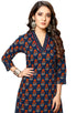 Navy Blue Cotton Jaipuri Printed Kurti