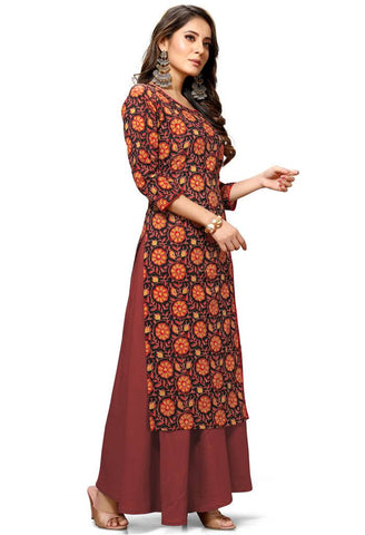 Black Cotton Jaipuri Printed Kurti