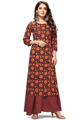 Black Cotton Jaipuri Printed Kurti