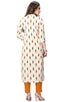 Off-White Pure Cambric Cotton Jaipuri Printed Kurti