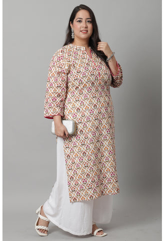 Pure Cambric Cotton Jaipuri Printed Kurti