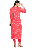 Red Pure Cambric Cotton Printed Kurti