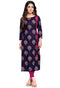 Navy Blue Rayon Printed Kurti