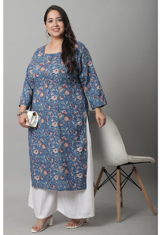 Pure Cambric Cotton Kalamkari Floral Print Kurti