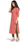 Orange Pure Cambric Cotton Jaipuri Printed Kurti