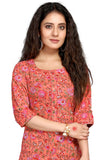 Orange Pure Cambric Cotton Jaipuri Printed Kurti