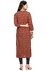Maroon Pure Cambric Cotton Jaipuri Printed Kurti