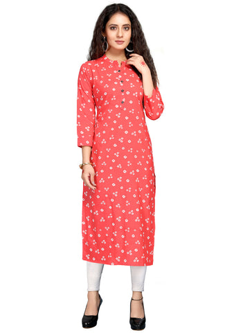 Pink Pure Cambric Cotton Jaipuri Printed Kurti