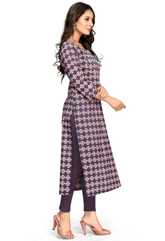 Grey Pure Cambric Cotton Jaipuri Printed Kurti