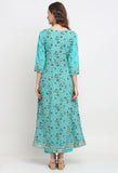 Sky Blue Pure Cambric Cotton Floral Printed Kurta Set With Dupatta
