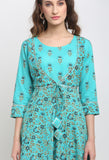 Sky Blue Pure Cambric Cotton Floral Printed Kurta Set With Dupatta