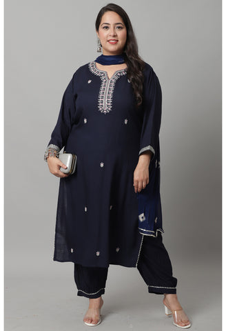 Pure Cambric Cotton Embroidered Kurta Set With Dupatta