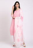 Pink Pure Cambric Cotton Embroidered Kurta Set With Dupatta