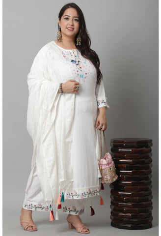 Pure Cotton Hand Work Kurta Set With Dupatta