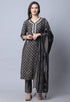 Grey  Muslin Jaipuri Embroidered Kurta Set With Dupatta