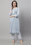 Pure Cotton Jaipuri Printed Kurta Set With Dupatta