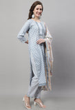 Pure Cotton Jaipuri Printed Kurta Set With Dupatta