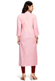 Baby Pink Pure Cambric Cotton Jaipuri Printed Kurti