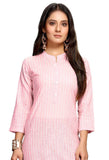 Baby Pink Pure Cambric Cotton Jaipuri Printed Kurti