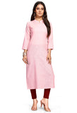 Baby Pink Pure Cambric Cotton Jaipuri Printed Kurti