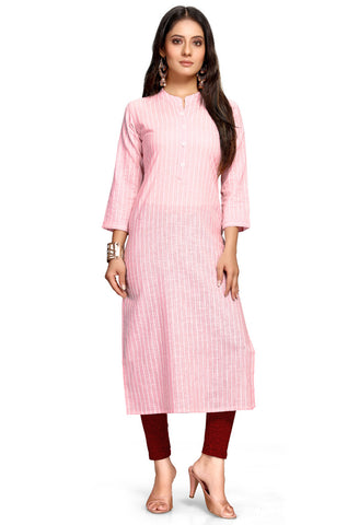 Baby Pink Pure Cambric Cotton Jaipuri Printed Kurti