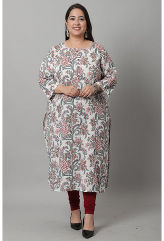 Pure Cambric Cotton Jaipuri Printed Kurti