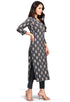 Grey Pure Cambric Cotton Jaipuri Printed Kurti