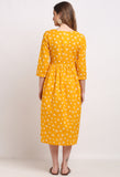 Yellow Pure Cambric Cotton Jaipuri Bandhani Printed Kurti