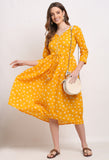 Yellow Pure Cambric Cotton Jaipuri Bandhani Printed Kurti