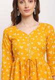 Yellow Pure Cambric Cotton Jaipuri Bandhani Printed Kurti
