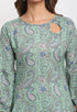 Turquoise green Pure Cambric Cotton Jaipuri Floral Printed Kurti