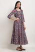 Purple Pure Cambric Cotton Jaipuri Floral Printed Kurti