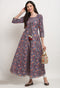 Purple Pure Cambric Cotton Jaipuri Floral Printed Kurti